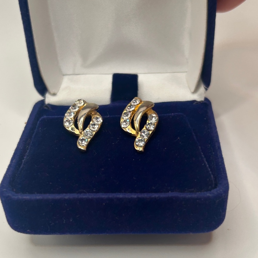 Elegant Vintage Gold Silver Crystal Women's Earrings